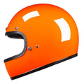 Full Face Retro Motorcycle Helmet - Cafe Racer - Gloss Orange