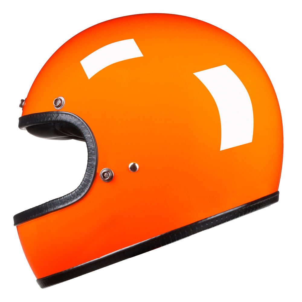 Full Face Retro Motorcycle Helmet - Cafe Racer - Gloss Orange