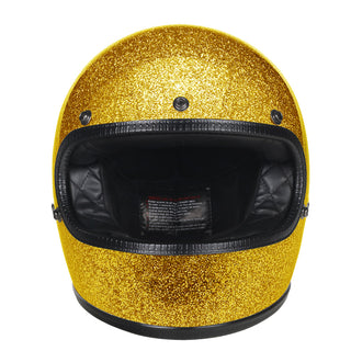 Full Face Retro Motorcycle Helmet - Cafe Racer - Shiny Gold