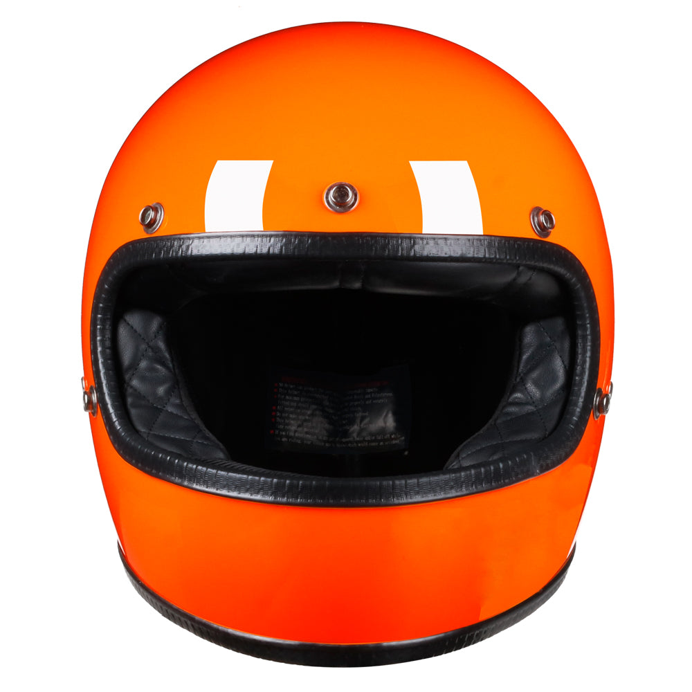Full Face Retro Motorcycle Helmet - Cafe Racer - Gloss Orange