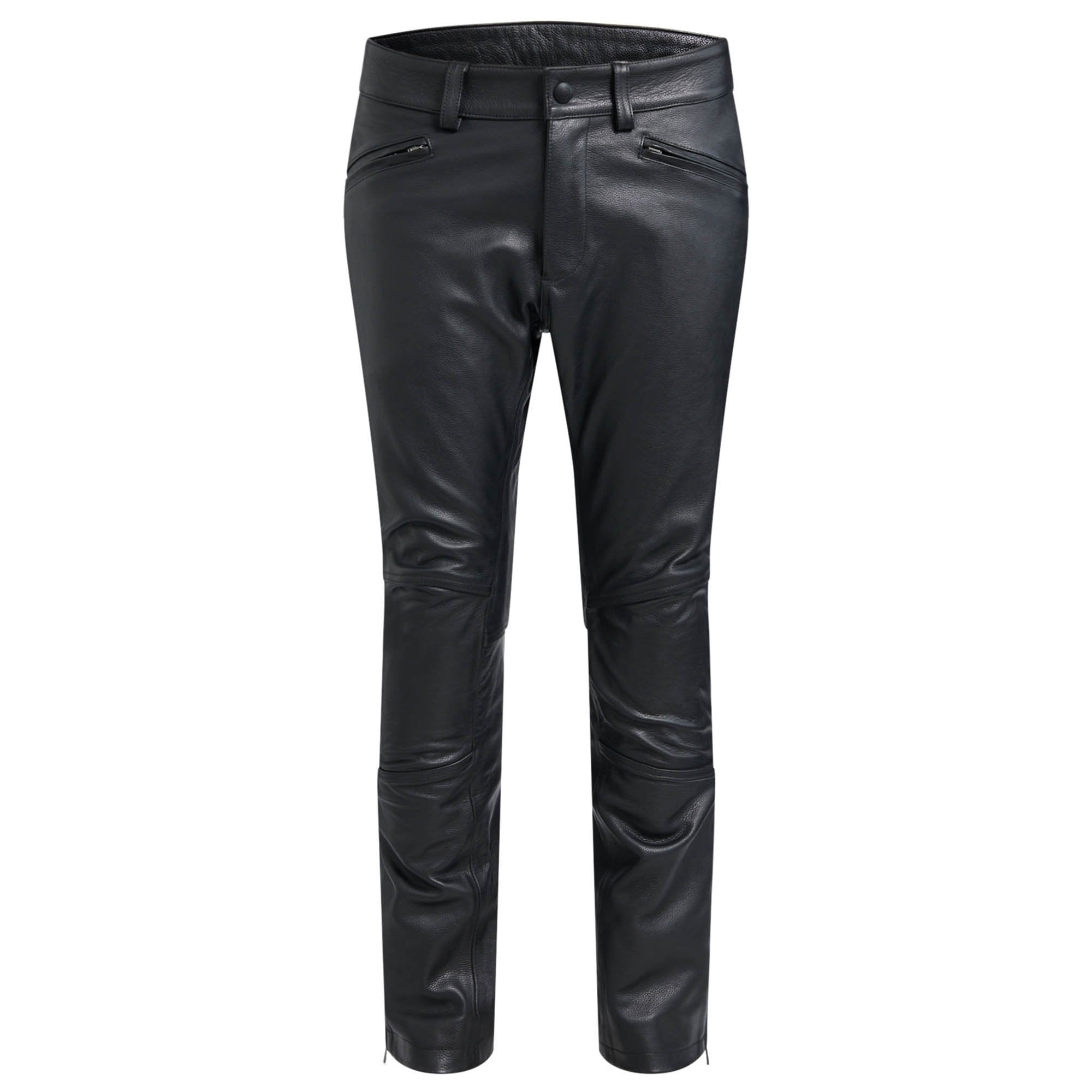 Women Leather Pants Glamorous Black Slim-fit Wear 2