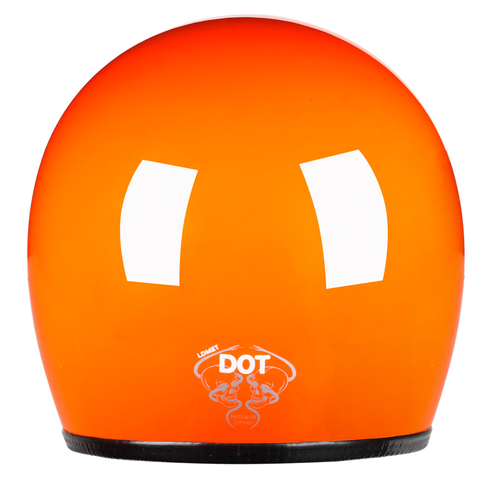 Full Face Retro Motorcycle Helmet - Cafe Racer - Gloss Orange