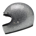 Full Face Retro Motorcycle Helmet - Cafe Racer - Shiny Silver