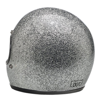 Full Face Retro Motorcycle Helmet - Cafe Racer - Shiny Silver
