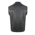 Men Leather Vest Biker Style Classic Waistcoat Black