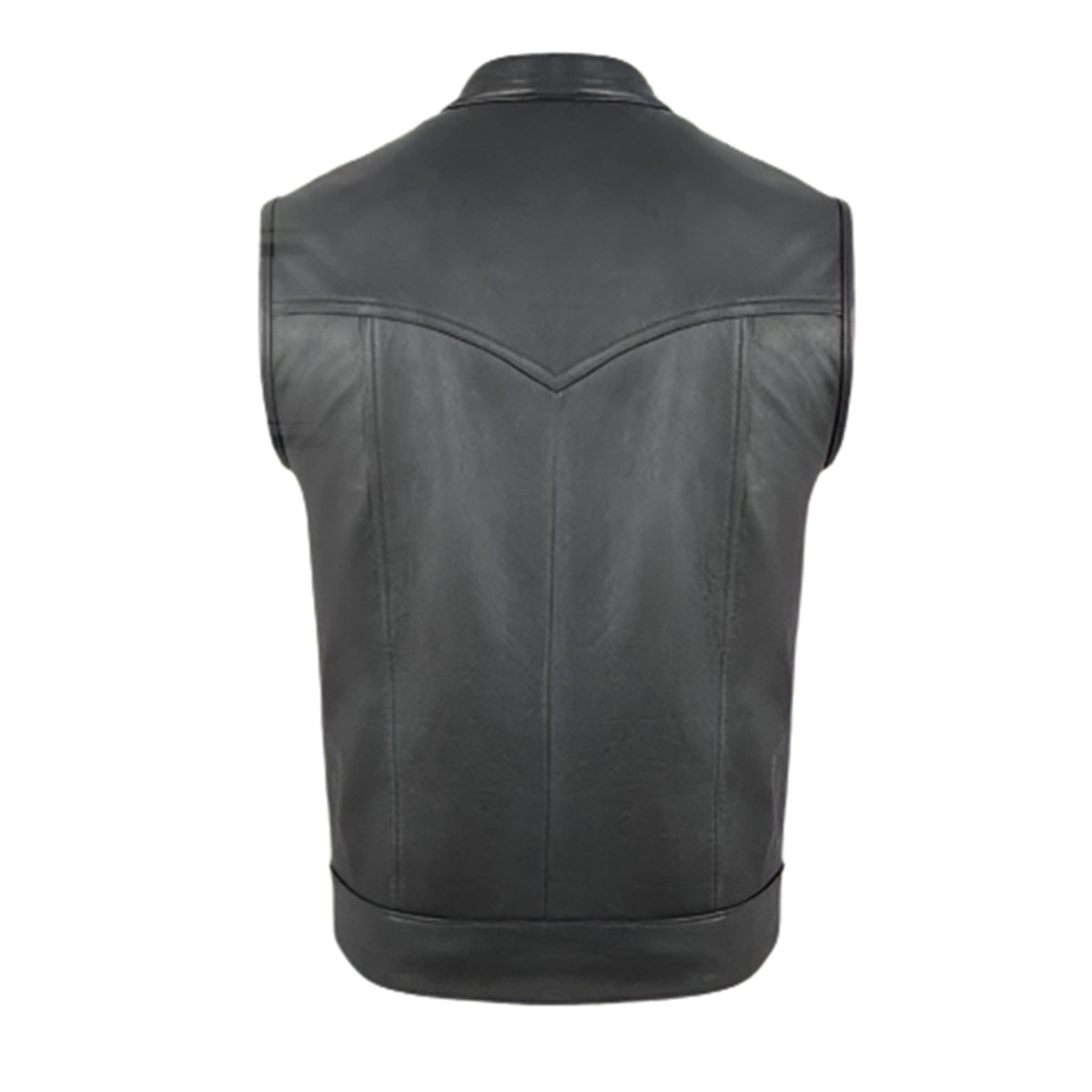 Men Leather Vest Biker Style Classic Waistcoat Black