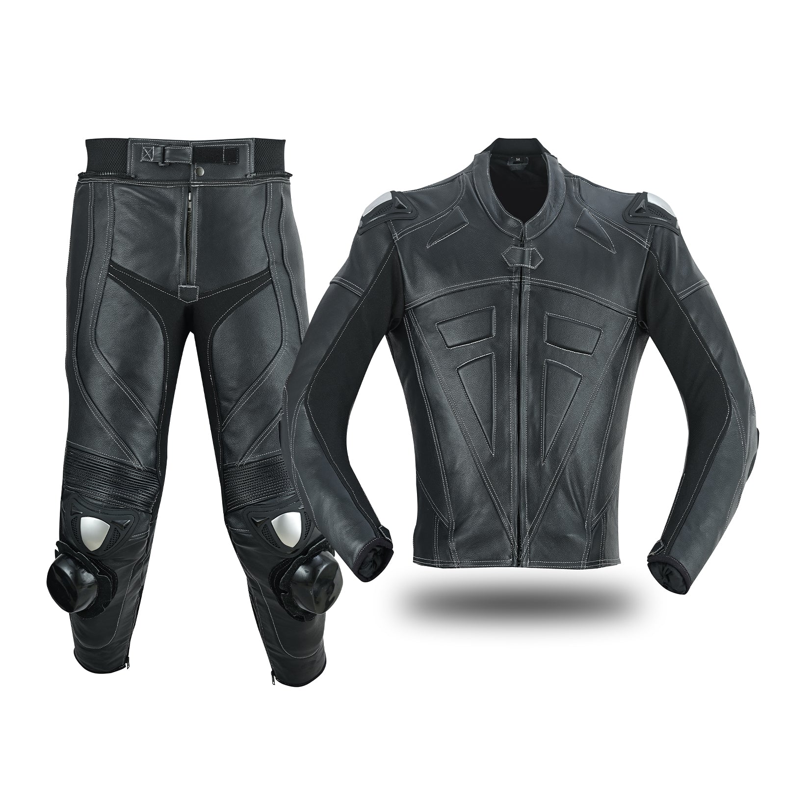 Men Leather Biker Suit 2 Piece Dark Knight Theme