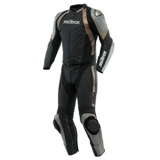 Men Leather Motorcycle Suit Avro — Charcoal