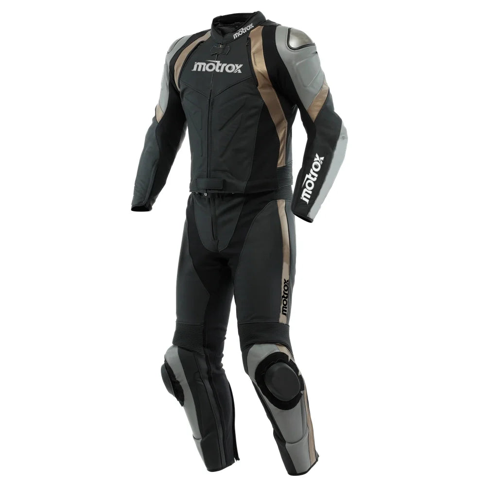 Men Leather Motorcycle Suit Avro — Charcoal