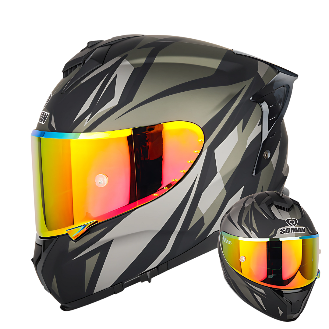 SM2-S Full Face Motorcycle Helmet –Dual Lens, ECE Certified