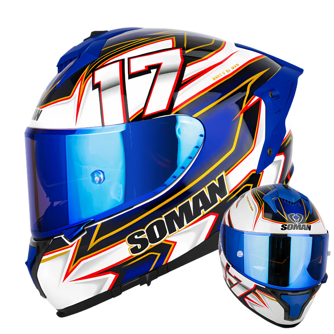 SM2-S Full Face Motorcycle Helmet –Dual Lens, ECE Certified