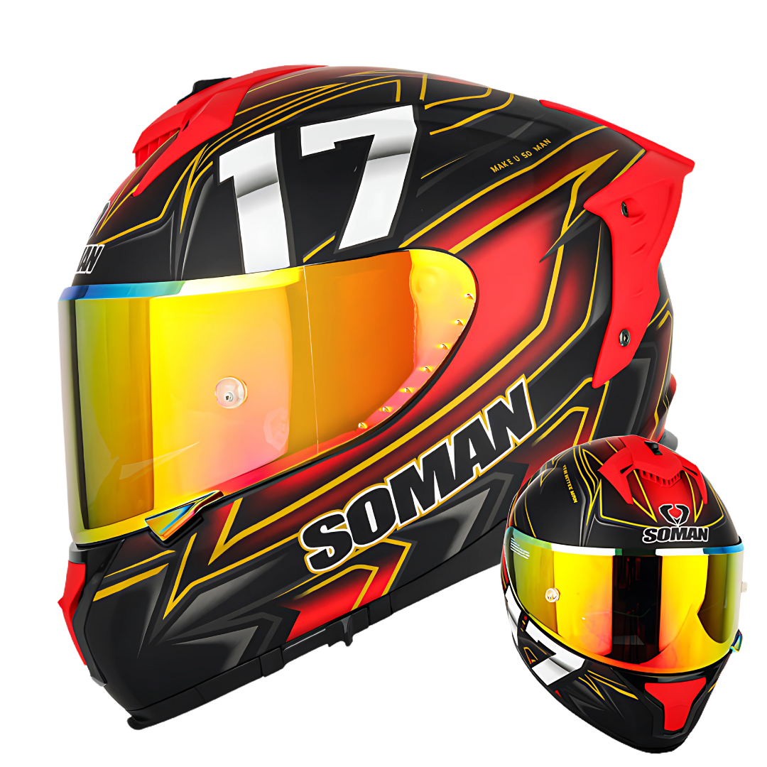 SM2-S Full Face Motorcycle Helmet –Dual Lens, ECE Certified