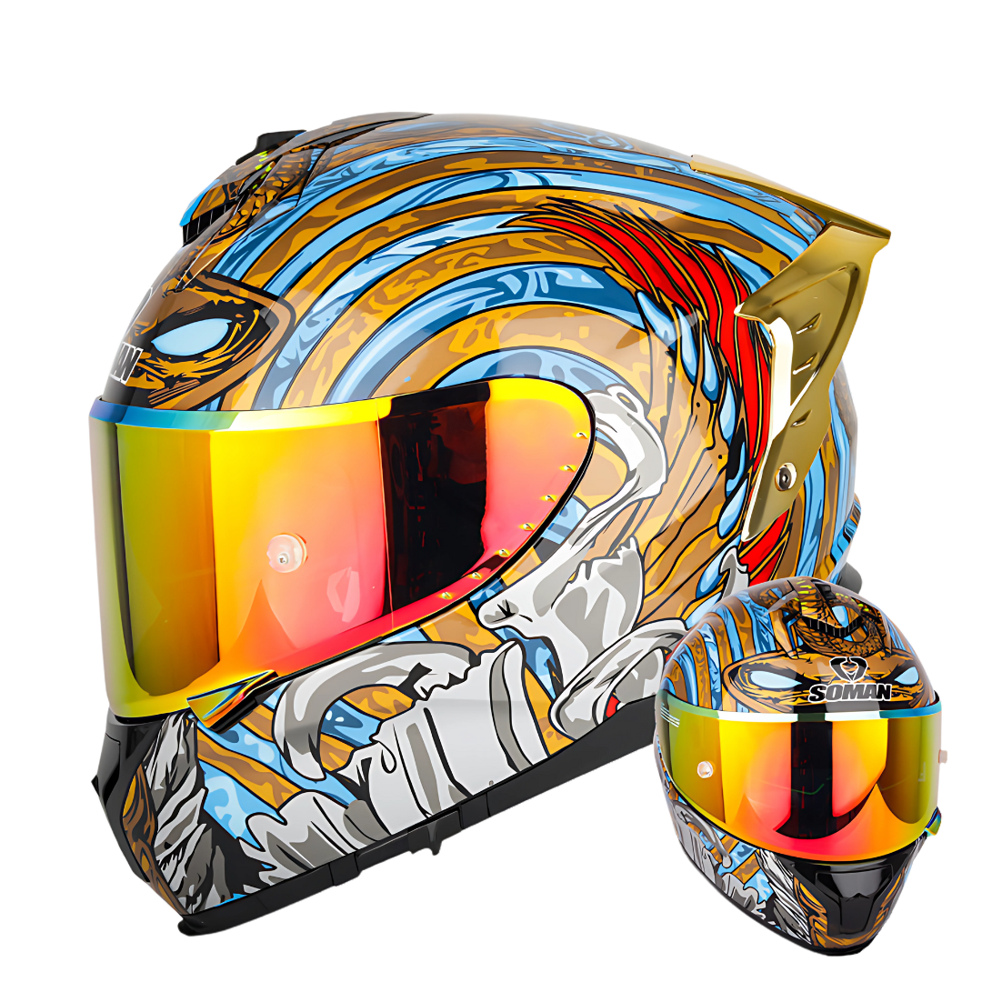 SM2-S Full Face Motorcycle Helmet –Dual Lens, ECE Certified