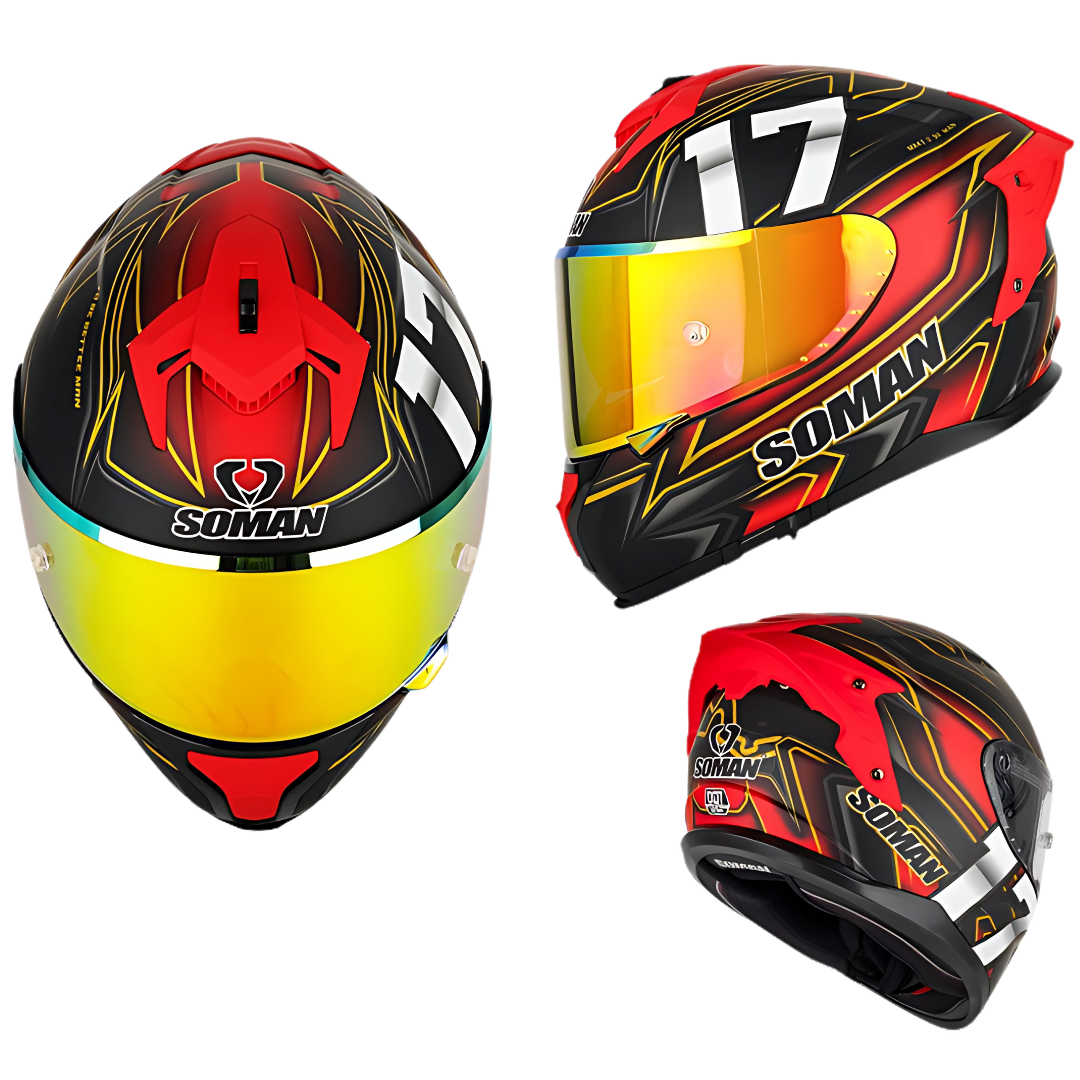 SM2-S Full Face Motorcycle Helmet –Dual Lens, ECE Certified