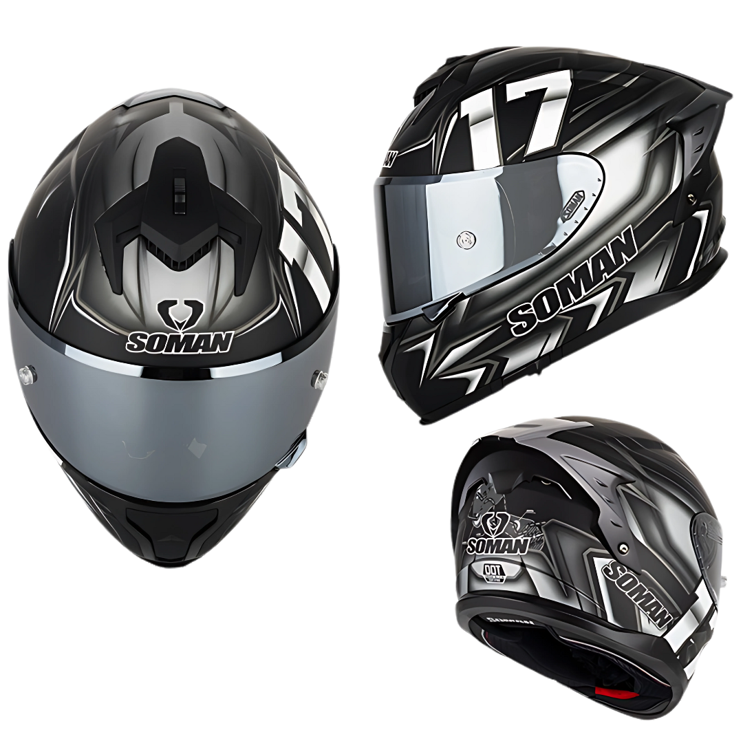 SM2-S Full Face Motorcycle Helmet –Dual Lens, ECE Certified