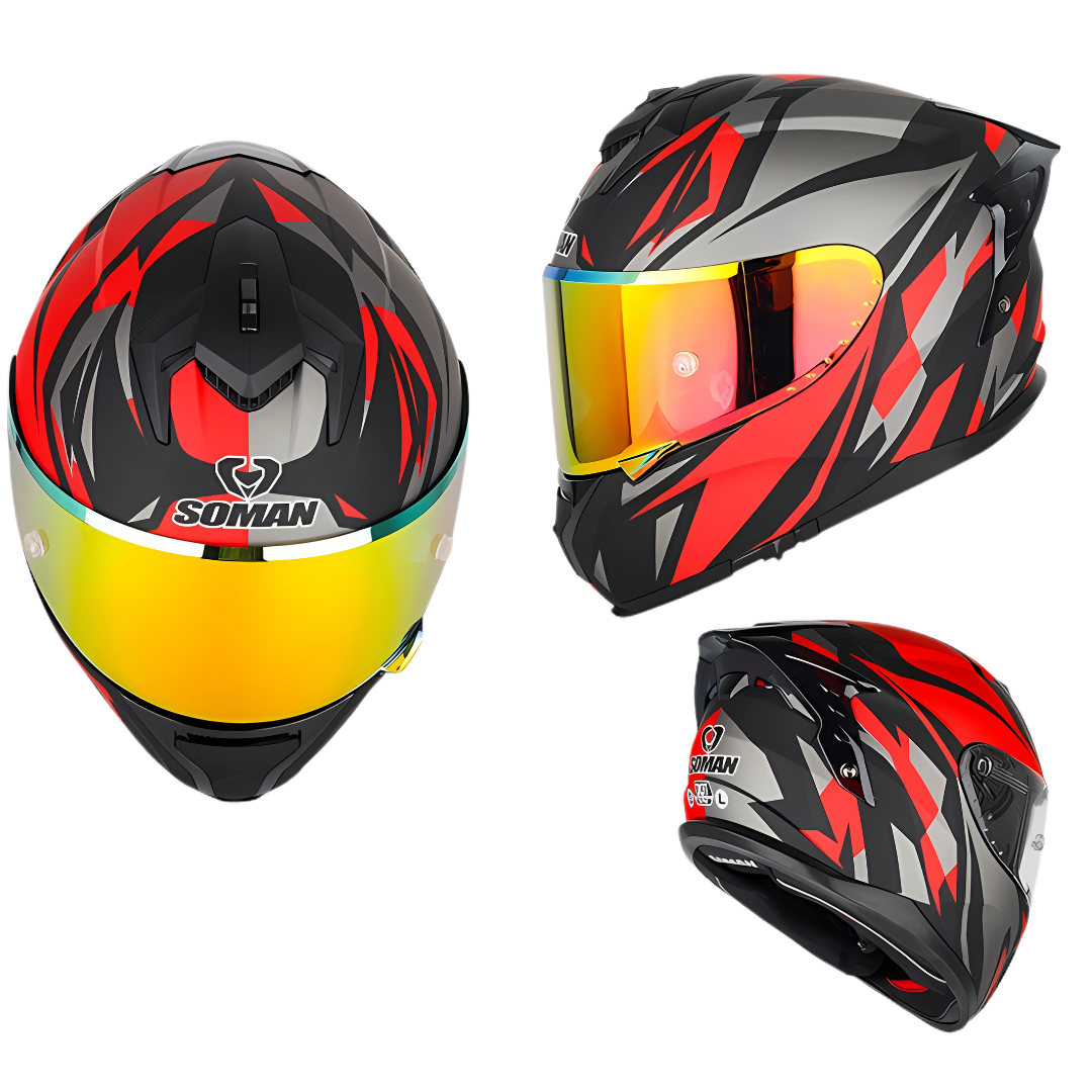 SM2-S Full Face Motorcycle Helmet –Dual Lens, ECE Certified