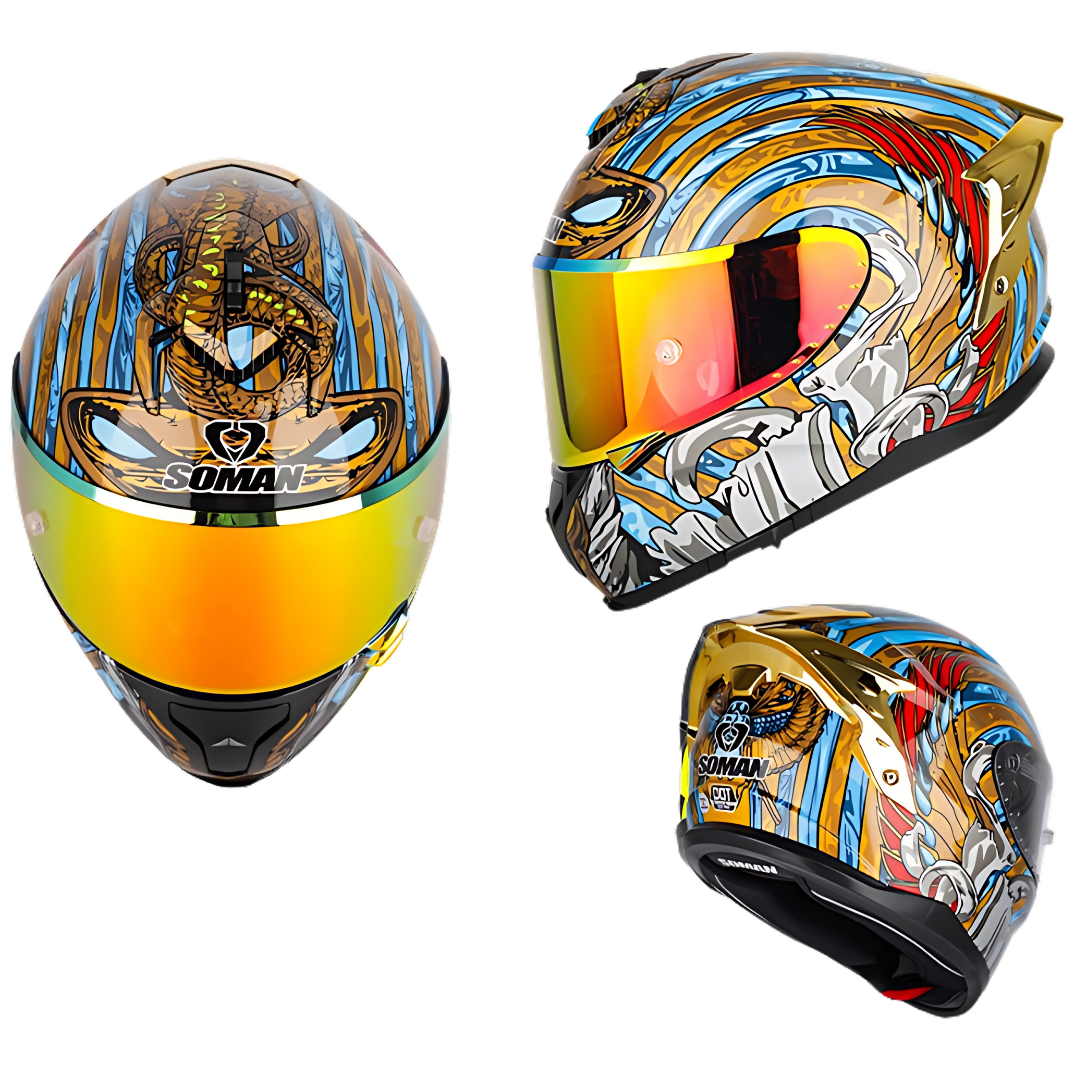SM2-S Full Face Motorcycle Helmet –Dual Lens, ECE Certified