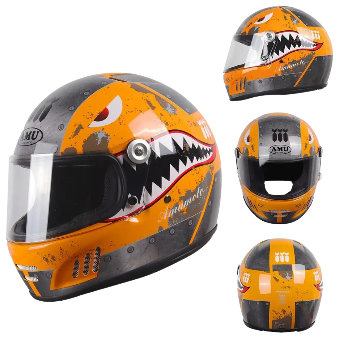 FiberTech Full Face Helmet - Fiber Glass with HD Visors