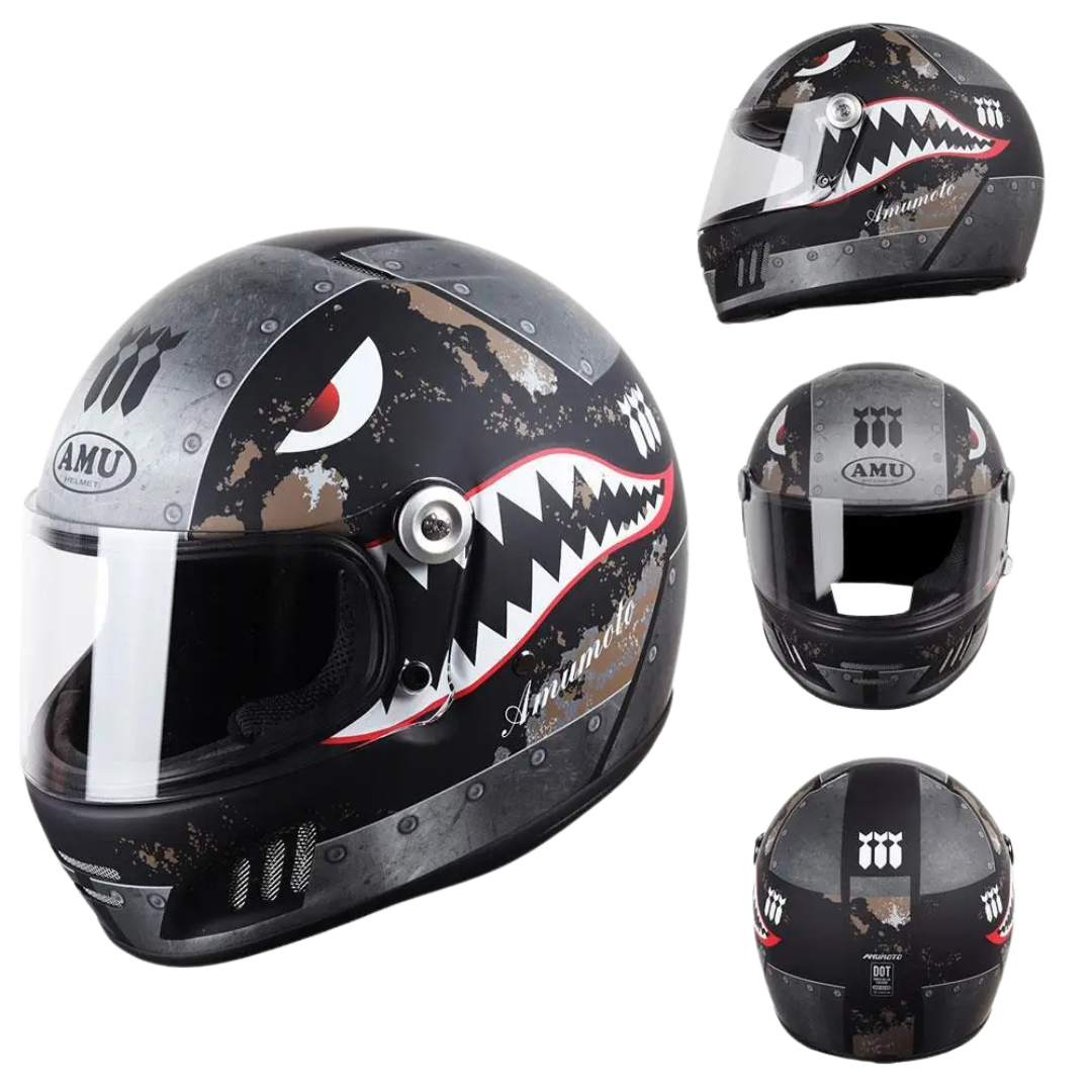 FiberTech Full Face Helmet - Fiber Glass with HD Visors
