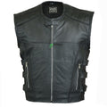 Men Motorcycle Leather SWAT Vest Waistcoat Biker Style