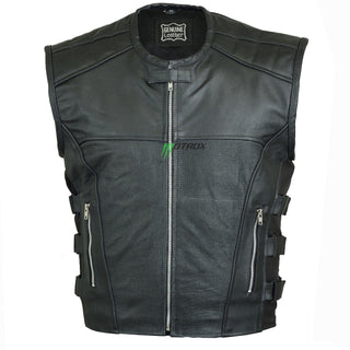 Men Motorcycle Leather SWAT Vest Waistcoat Biker Style