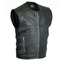 Men Motorcycle Leather SWAT Vest Waistcoat Biker Style