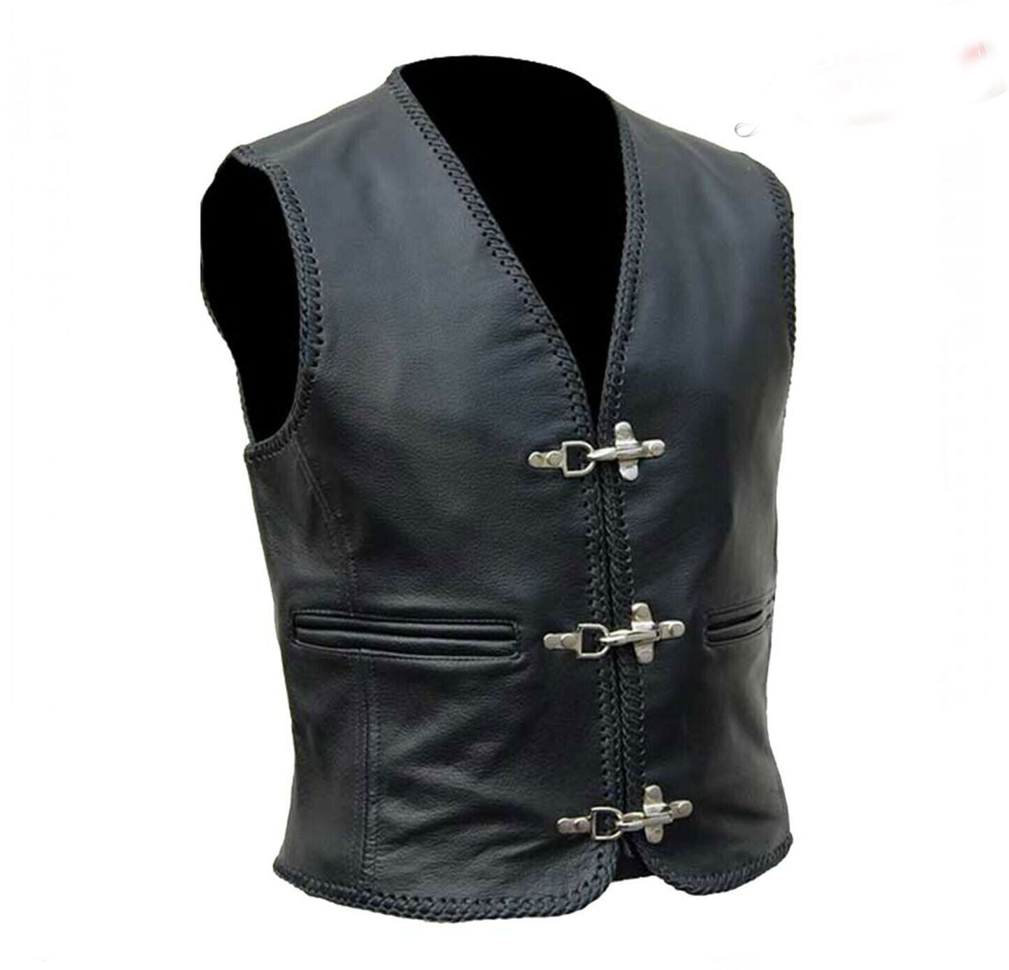 Men Biker Leather Vest Luxurious Brando Waistcoat Style