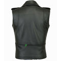 Men Motorcycle Leather Vest Brando Style Waistcoat
