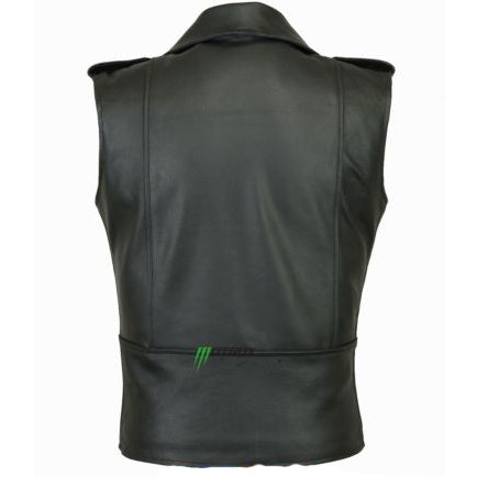 Men Motorcycle Leather Vest Brando Style Waistcoat